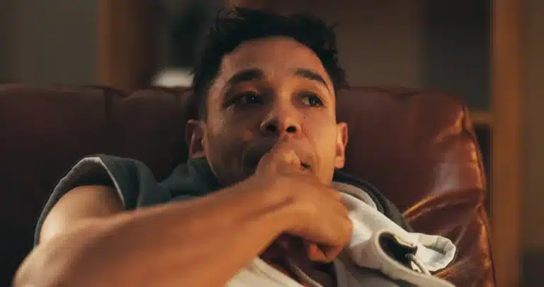 Close up of an anxious man.