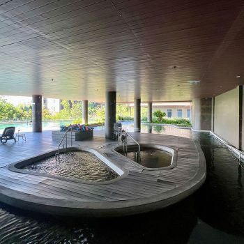The pool area of Horizon showing a cold plunge pool and a heated pool.