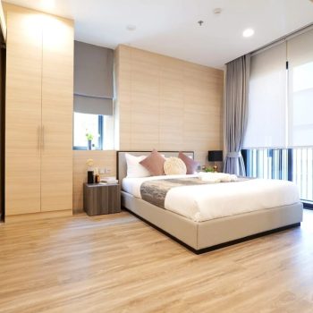 A clean modern bedroom.